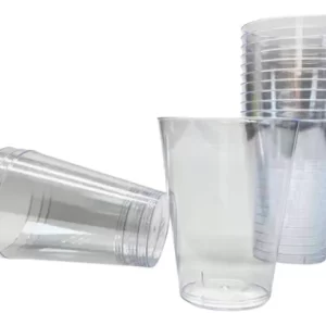 Copos Acrílico 300ml Cristal Descartável Transparente- 100 Unidades